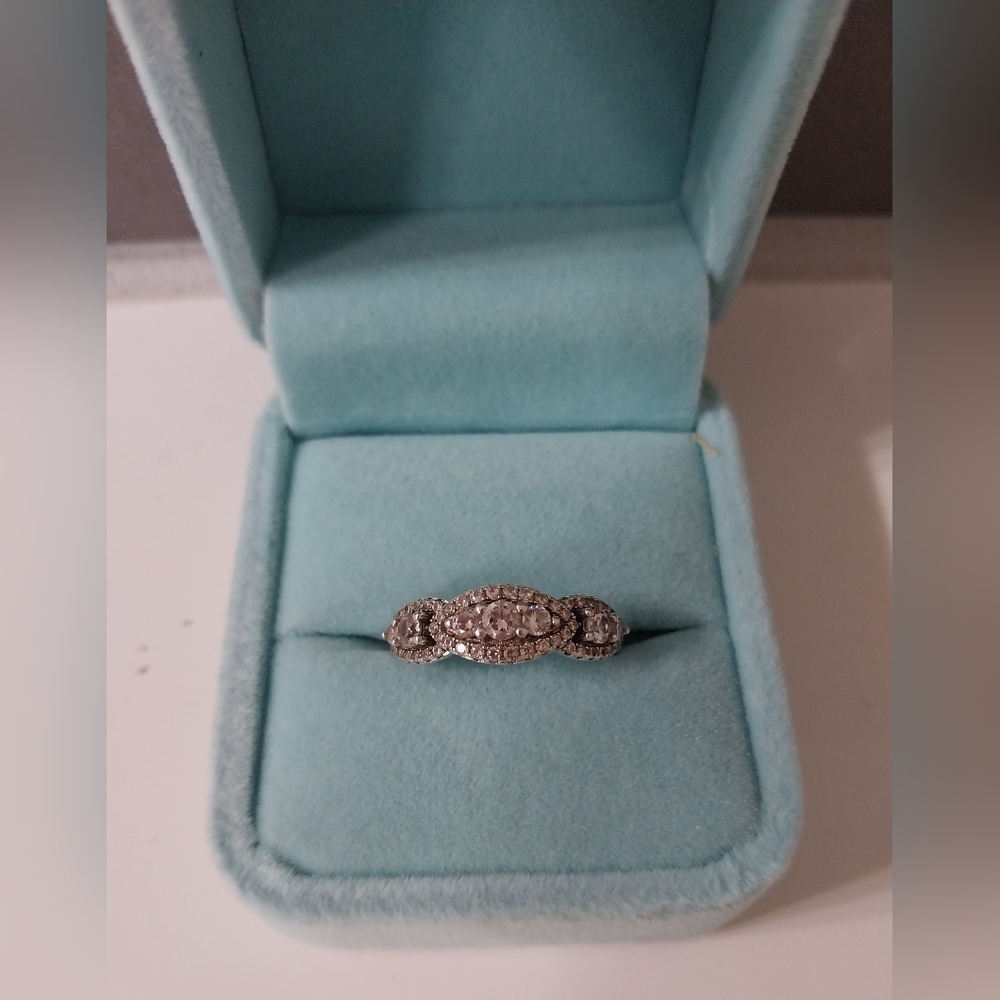 925 Sterling Silver Half Eternity Diamond Simulant CZ Ring